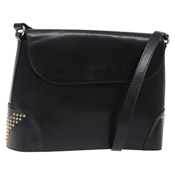 SAINT LAURENT Shoulder Bag Leather Black Gold Auth bs27993 - Picture 1 of 14